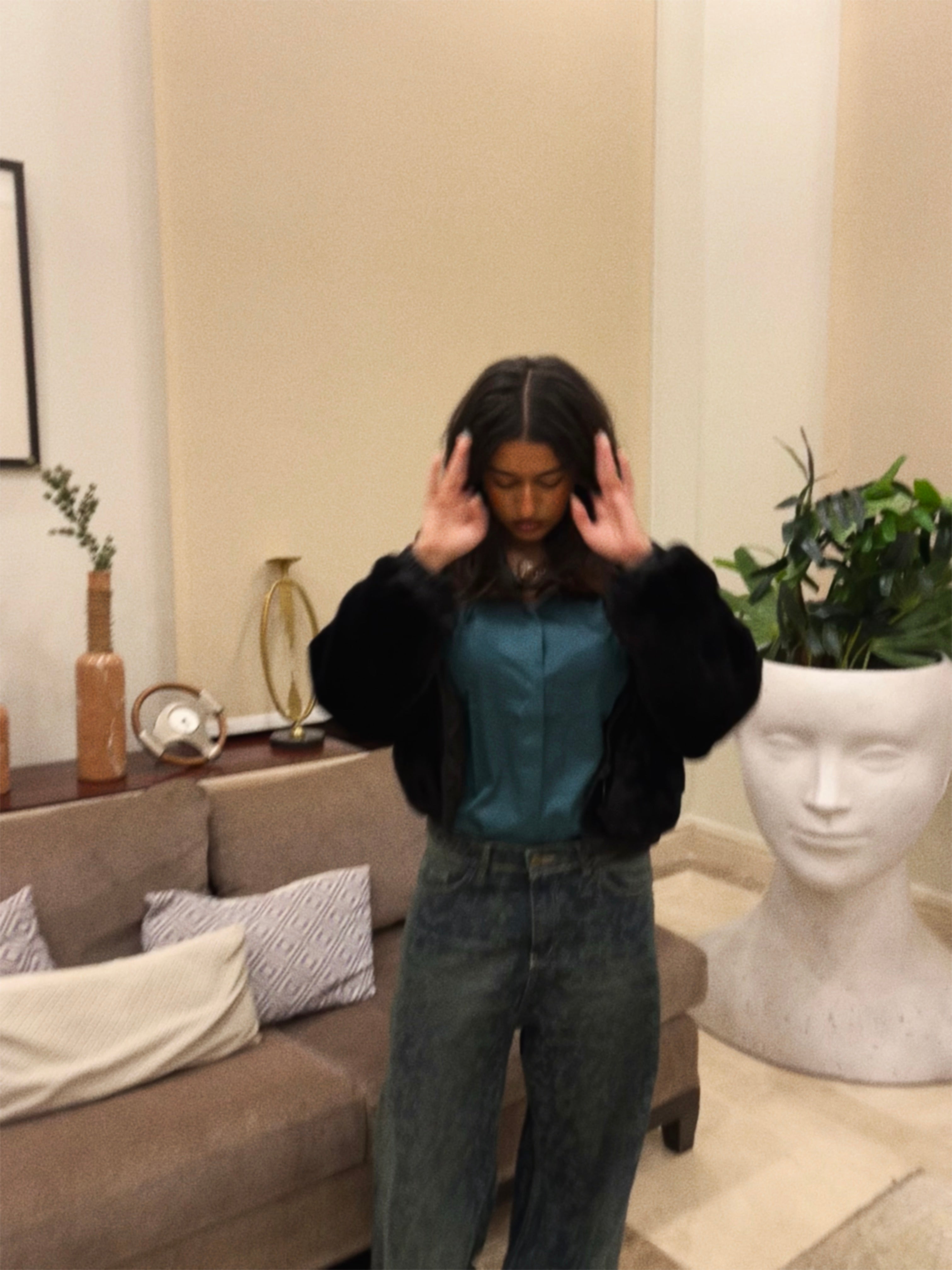 Image of Green Shine On Satin Blouse